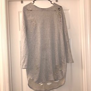 Fashion Nova Distressed Gray Dress